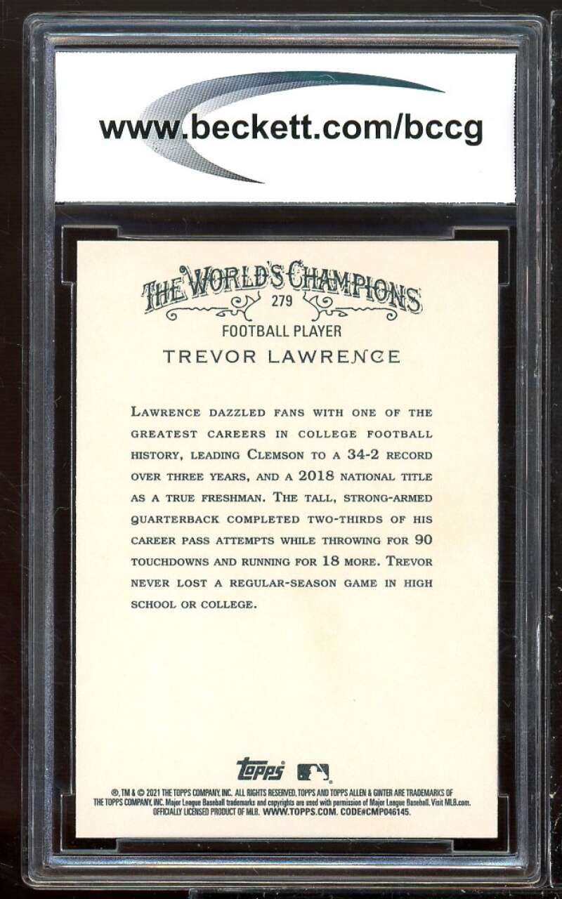 2021 Topps Allen n Ginter #279 Trevor Lawrence Rookie Card BCCG 10 Mint+ Image 2