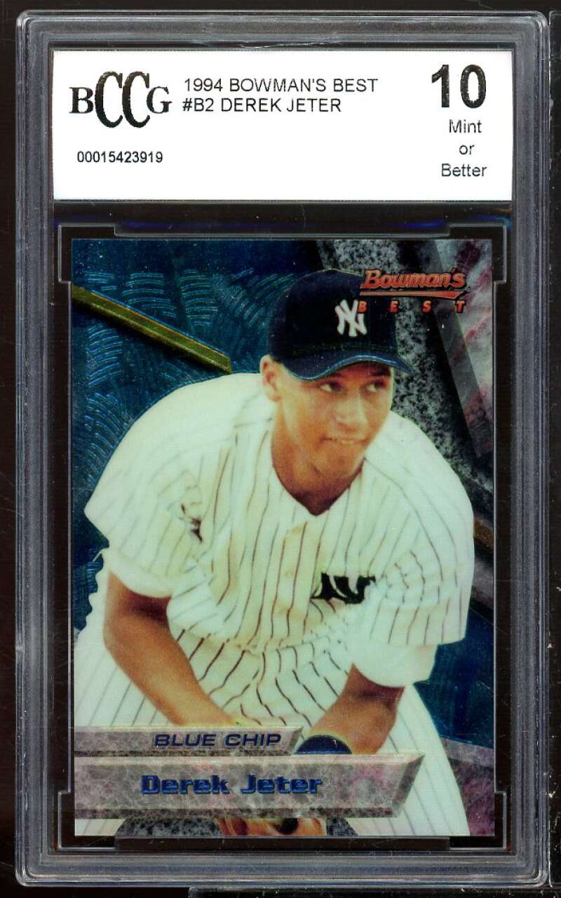 1994 Bowman's Best #B2 Derek Jeter Card BGS BCCG 10 Mint+ (Crack On Holder) Image 1