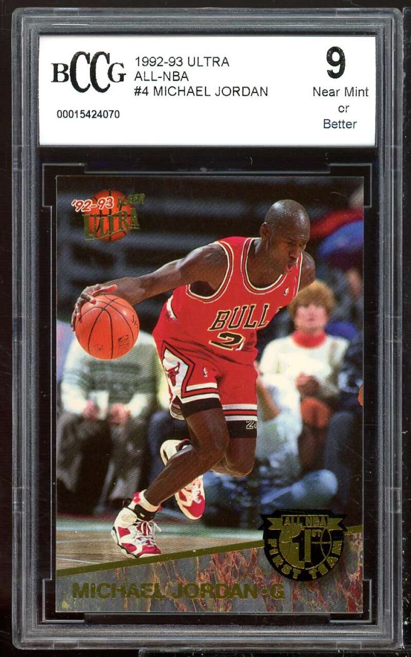 1992-93 Ultra All NBA #4 Michael Jordan Card BGS BCCG 9 Near Mint+ Image 1