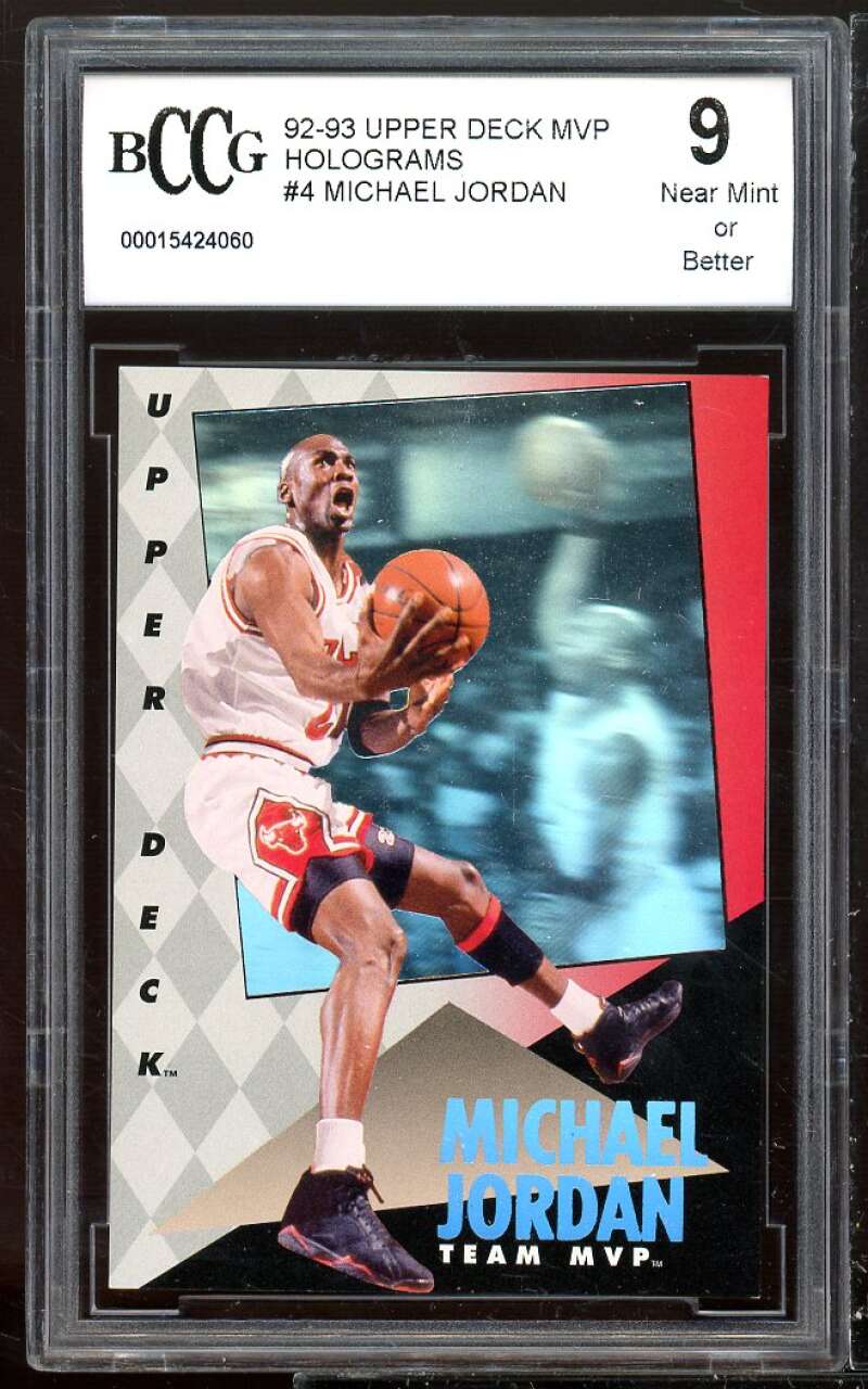 1992-93 Upper Deck MVP Holograms #4 Michael Jordan Card BGS BCCG 9 Near Mint+ Image 1