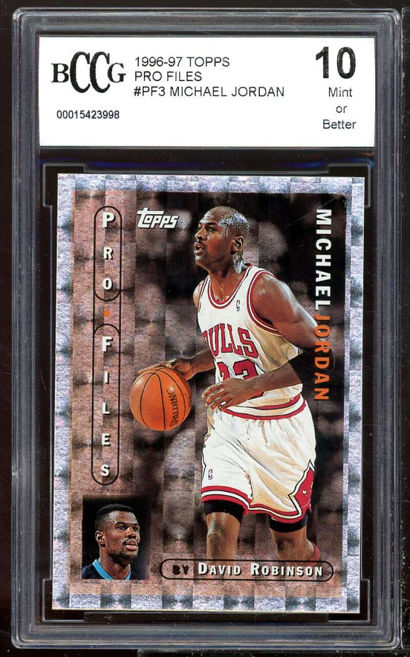 1996-97 Topps Pro Files #pf3 Michael Jordan Card BCCG 10 Mint+ Image 1