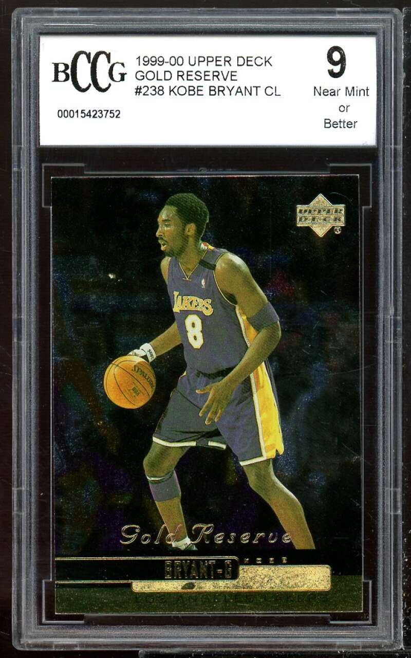 1999-00 Upper Deck Gold Reserve #238 Kobe Bryant Card BCCG 9 Near Mint+ Image 1