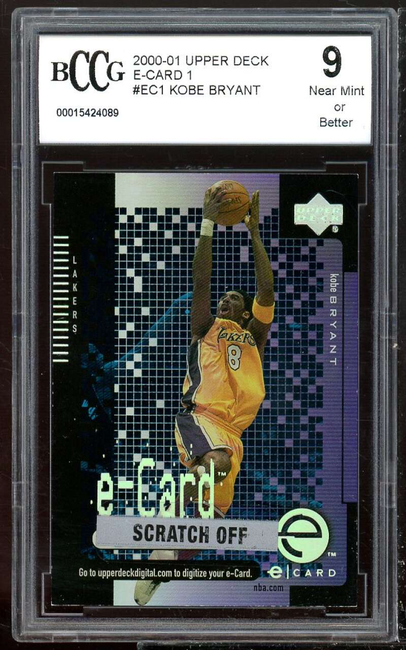 2000-01 Upper Deck E-Card 1 #ec1 Kobe Bryant Card BGS BCCG 9 Near Mint+ Image 1