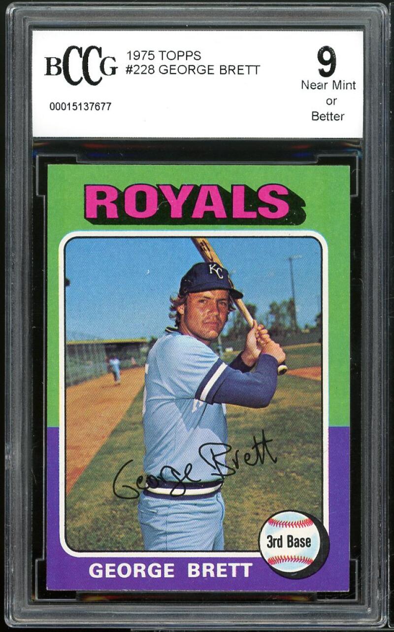 1975 Topps #228 George Brett Card BGS BCCG 9 Near Mint+ Image 1