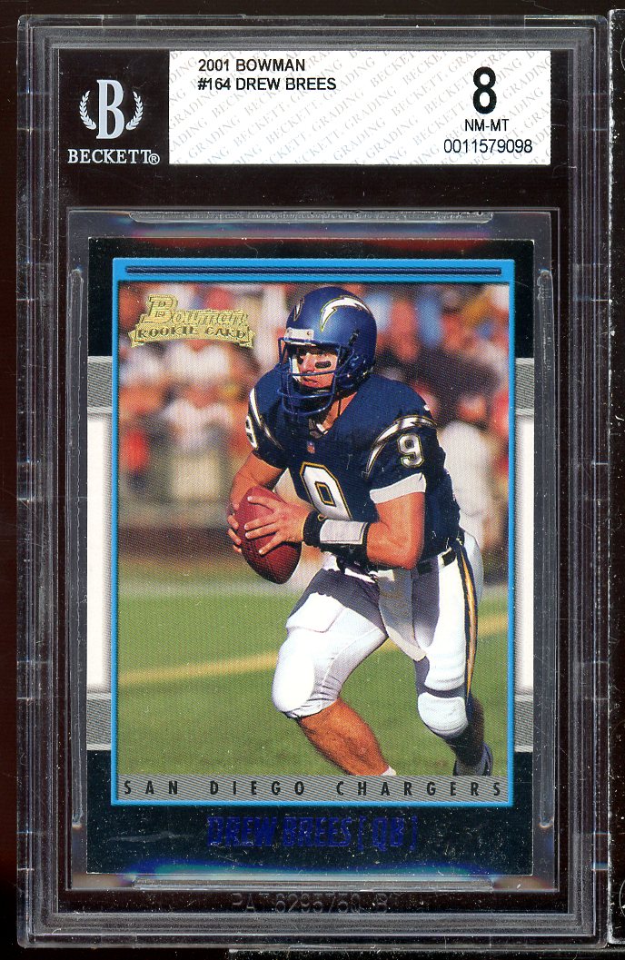 Drew Brees Rookie Card 2001 Bowman #164 BGS 8 Image 1