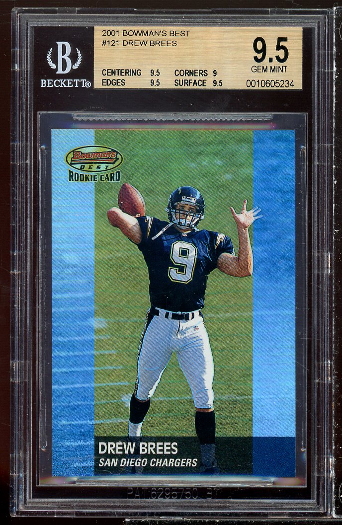 Drew Brees Rookie Card 2001 Bowman's Best #121 BGS 9.5 (9.5 9 9.5 9.5) Image 1