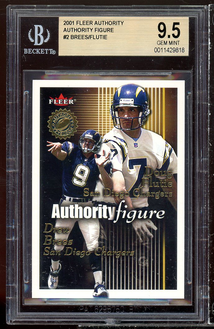 Doug Flutie / Drew Brees Rookie Card 2001 Fleer Authority Figures #2 BGS 9.5 Image 1