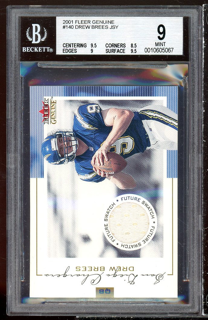 Drew Brees Rookie Card 2001 Fleer Genuine #140 BGS 9 (9.5 8.5 9 9.5) Image 1