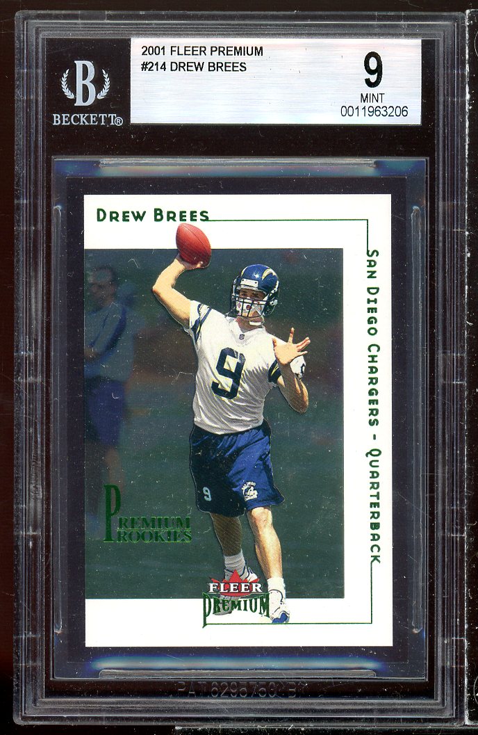 Drew Brees Rookie Card 2001 Fleer Premium #214 BGS 9 Image 1