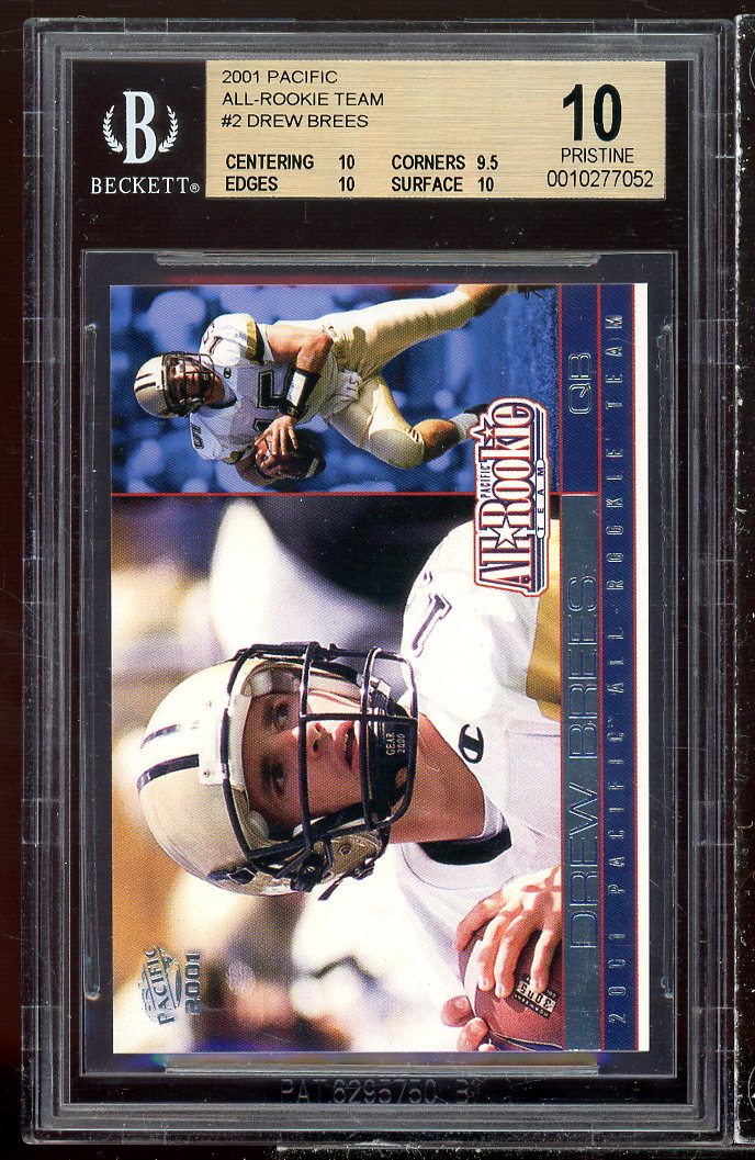 Drew Brees Rookie 2001 Pacific All-Rookie Team #2 (POP 1) BGS (PRISTINE) BGS 10 Image 1