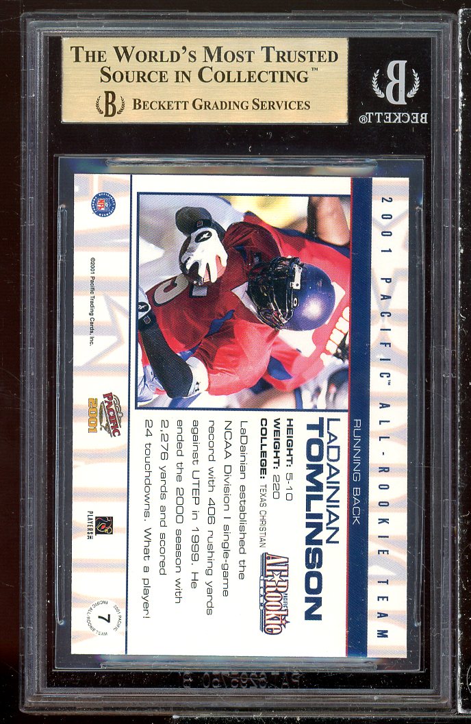 LaDainian Tomlinson Rookie Card 2001 Pacific All-Rookie Team #7 BGS 9.5 Image 2