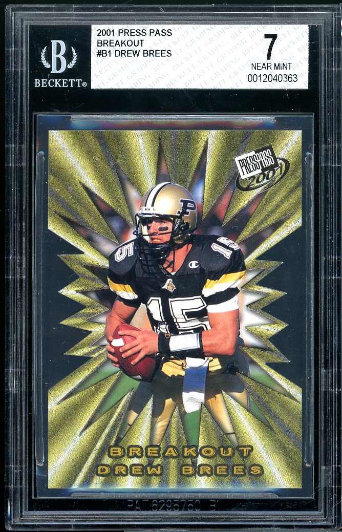 Drew Brees Rookie Card 2001 Press Pass Breakout #B1 BGS 7 Image 1