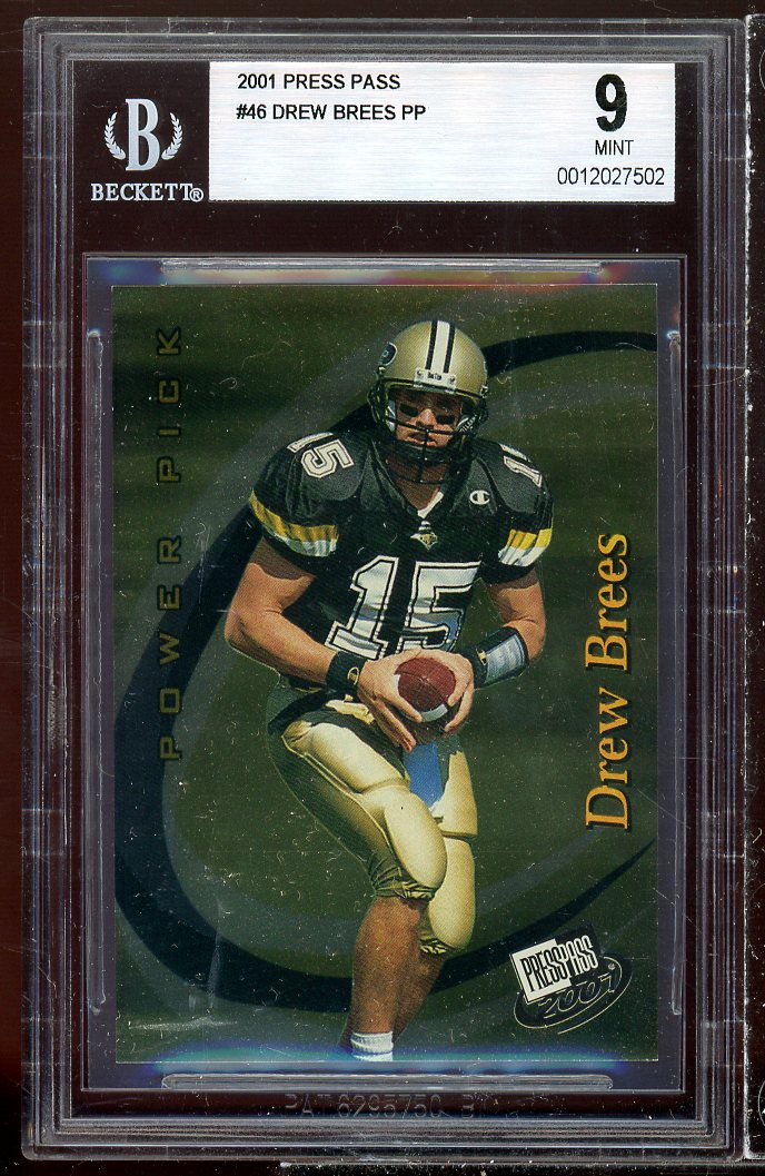 Drew Brees Rookie Card 2001 Press Pass #46 BGS 9 Image 1