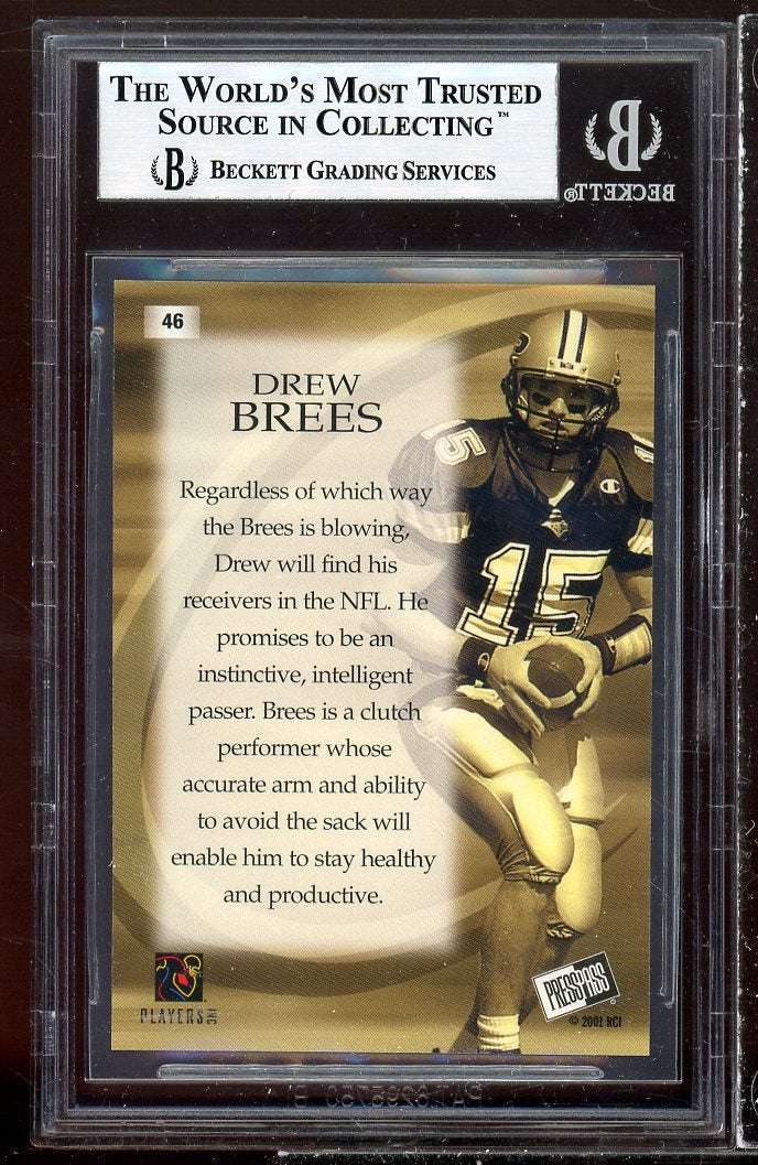 Drew Brees Rookie Card 2001 Press Pass #46 BGS 9 Image 2