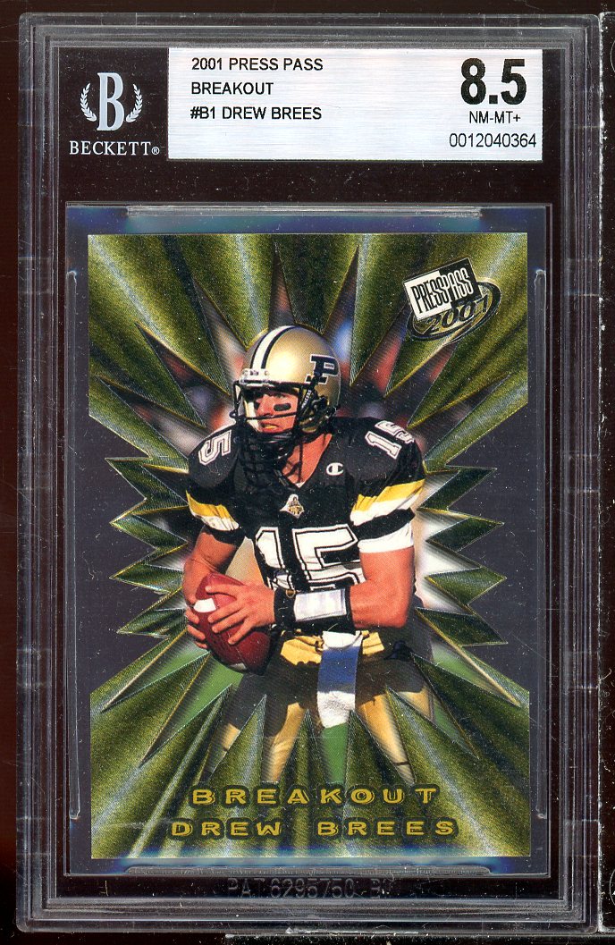 Drew Brees Rookie Card 2001 Press Pass Breakout #B1 BGS 8.5 Image 1