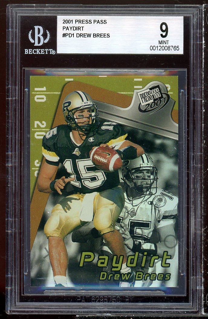 Drew Brees Rookie Card 2001 Press Pass Paydirt #pd1 BGS 9 Image 1