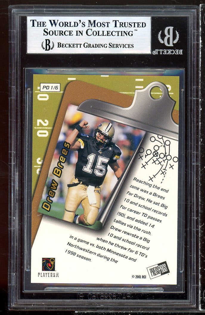 Drew Brees Rookie Card 2001 Press Pass Paydirt #pd1 BGS 9 Image 2