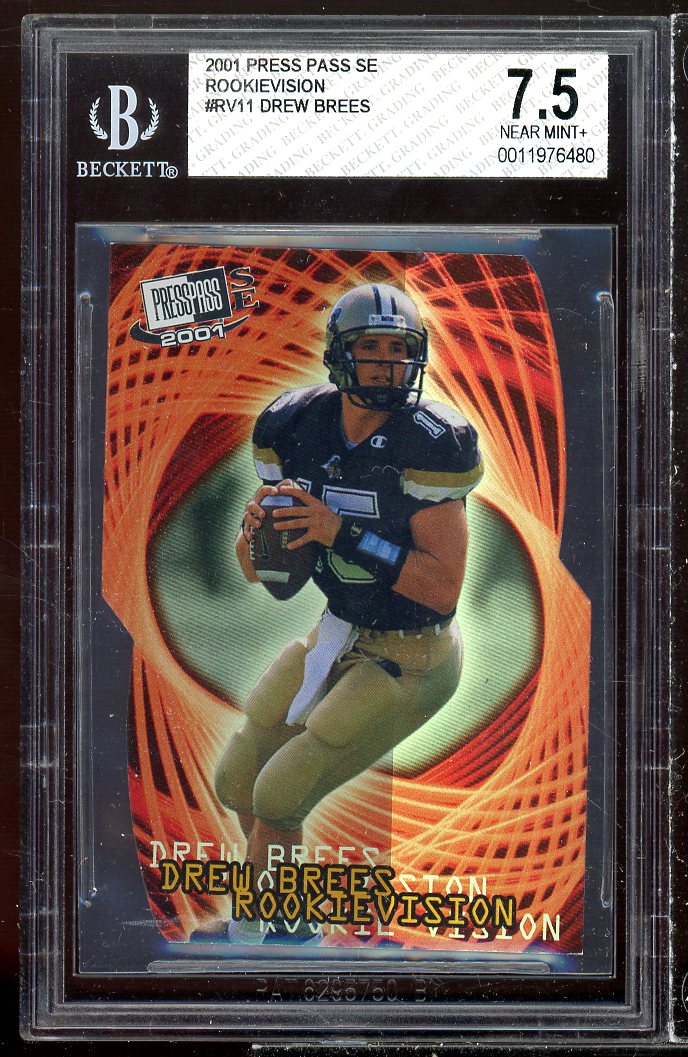 Drew Brees Rookie Card 2001 Press Pass SE Rookievision #rv11 BGS 7.5 Image 1