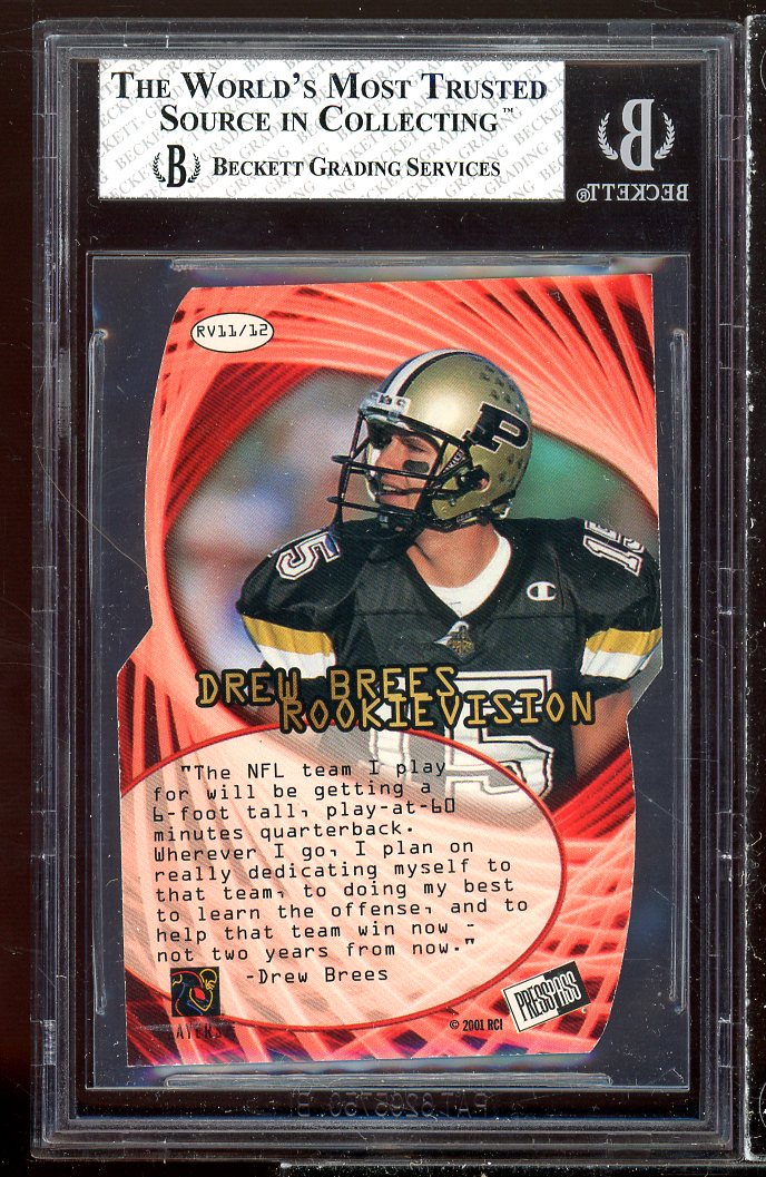 Drew Brees Rookie Card 2001 Press Pass SE Rookievision #rv11 BGS 7.5 Image 2