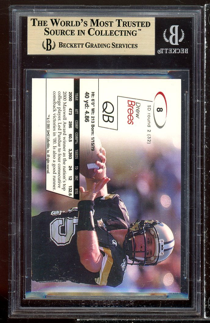 Drew Brees Rookie Card 2001 SAGE #8 (POP 4) BGS 9.5 (9.5 9.5 9 9.5) Image 2