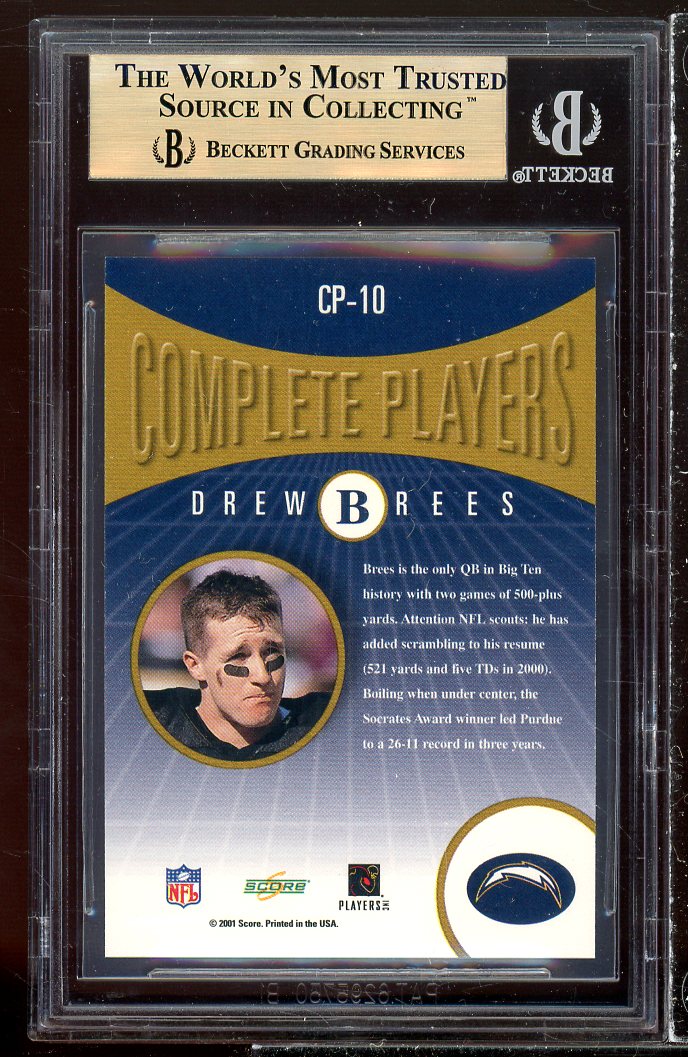 Drew Brees Rookie 2001 Score Complete Players #CP-10 (POP 1) BGS 9.5 Image 2