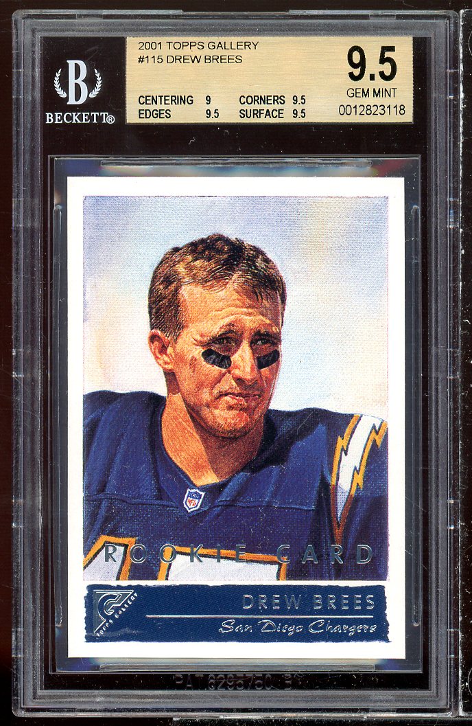 Drew Brees Rookie Card 2001 Topps Gallery #115 BGS 9.5 (9 9.5 9.5 9.5) Image 1