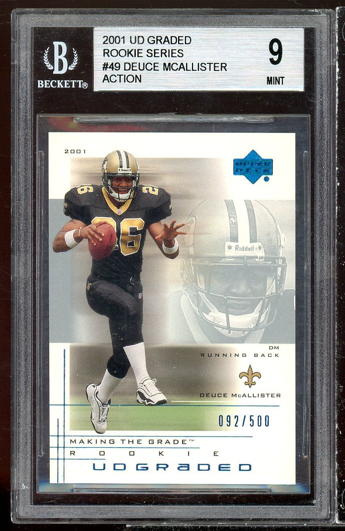 Deuce McAllister Rookie 2001 UD Graded Rookie Series #49 BGS 9 (9.5 9.5 10 8) Image 1