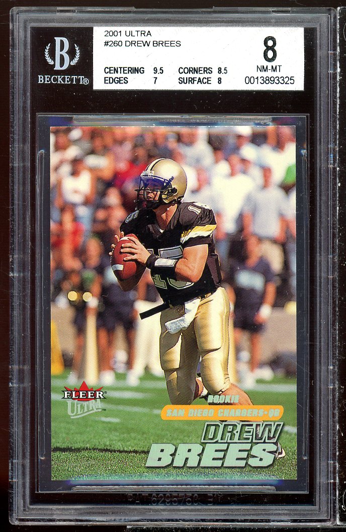 Drew Brees Rookie Card 2001 Ultra #260 BGS 8 (9.5 8.5 7 8) Image 1