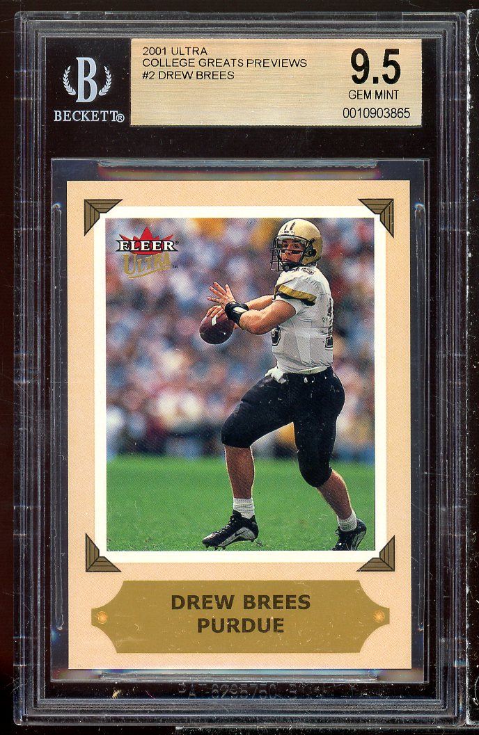 Drew Brees Rookie Card 2001 Ultra College Great Previews #2 (POP 2) BGS 9.5 Image 1