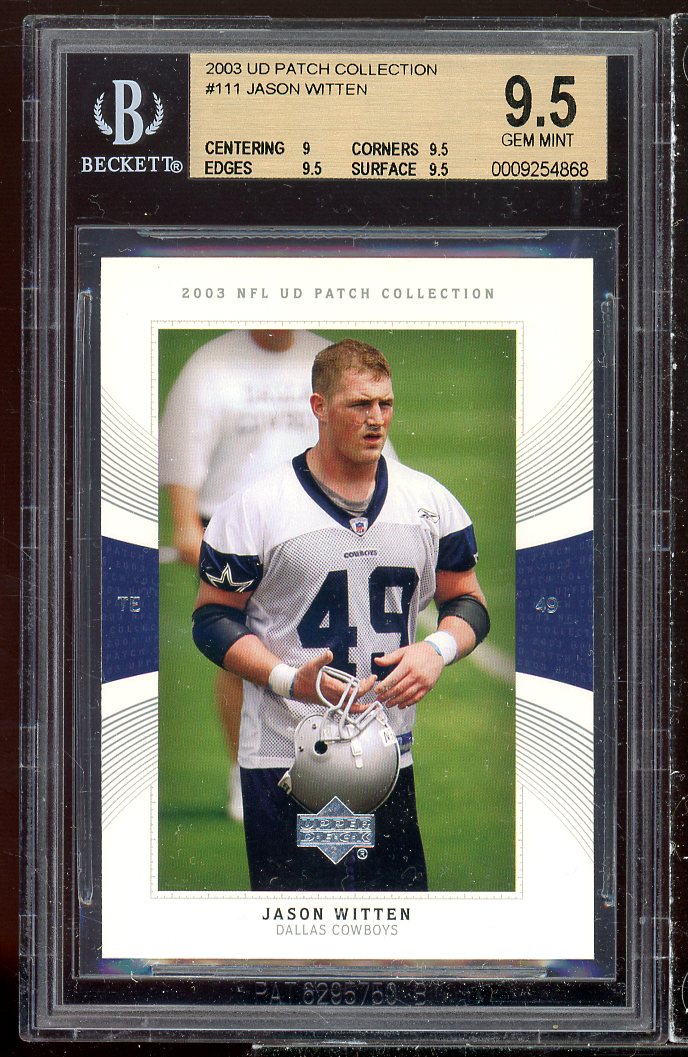 Jason Witten Rookie Card 2003 UD Patch Collection #111 (POP 5) BGS 9.5 Image 1