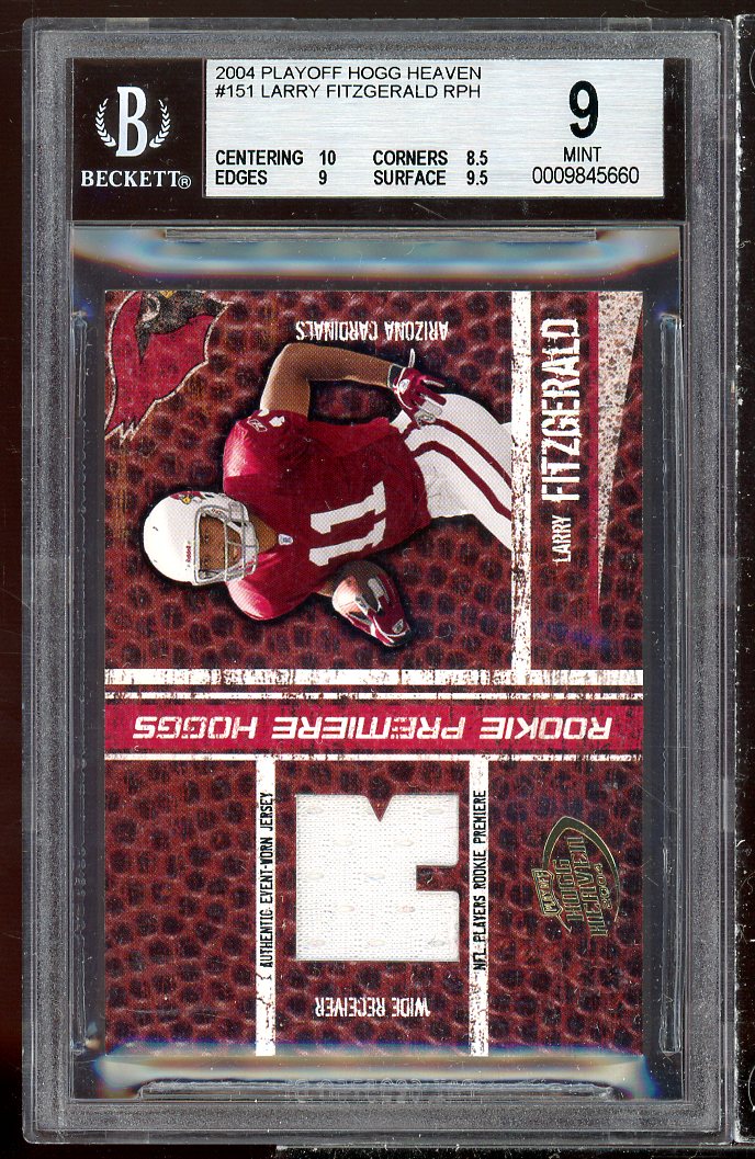 Larry Fitzgerald Rookie Card 2004 Playoff Hogg Heaven #151 (POP 5) BGS 9 Image 1