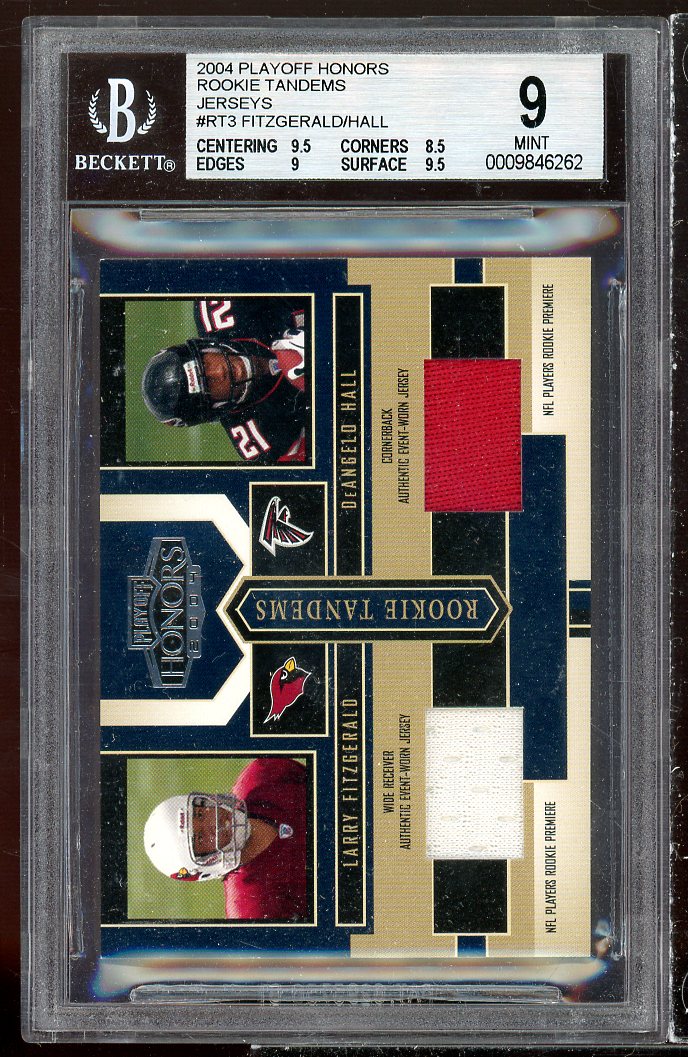 DeAngelo Hall/Larry Fitzgerald RC 2004 Playoff Honor Tandem Jsy #3 (POP 2) BGS 9 Image 1