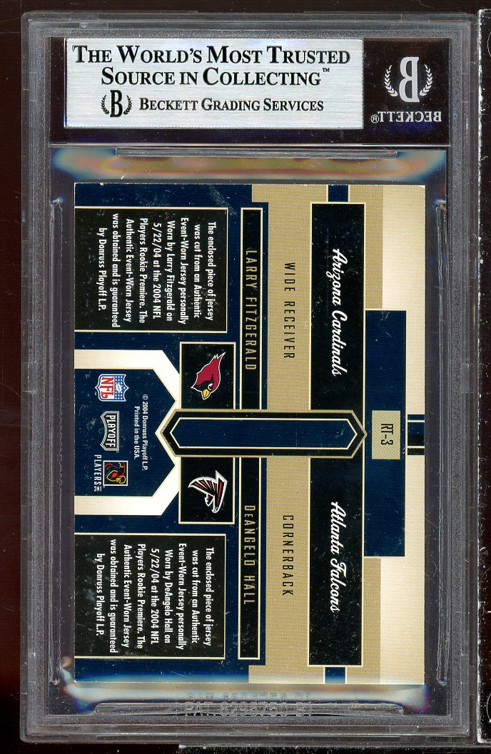 DeAngelo Hall/Larry Fitzgerald RC 2004 Playoff Honor Tandem Jsy #3 (POP 2) BGS 9 Image 2