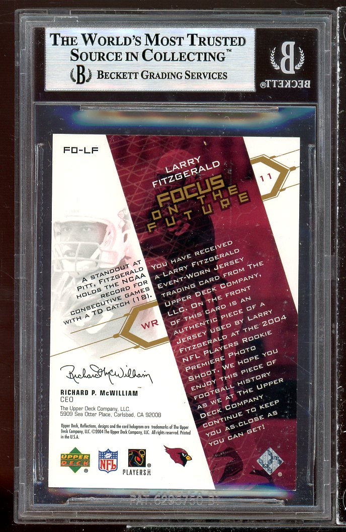 Larry Fitzgerald Rookie 2004 Reflections Focus Future Jersys Gold #folf BGS 9 Image 2