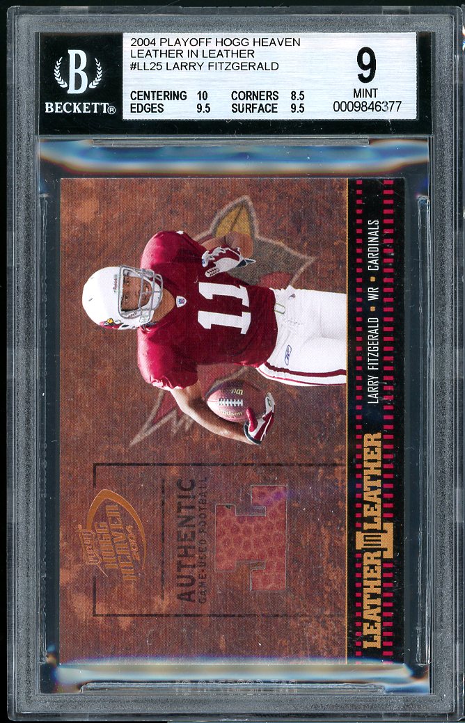 Larry Fitzgerald Rookie Card 2004 Playoff Hogg Heaven Leather in #LL-25 BGS 9 Image 1