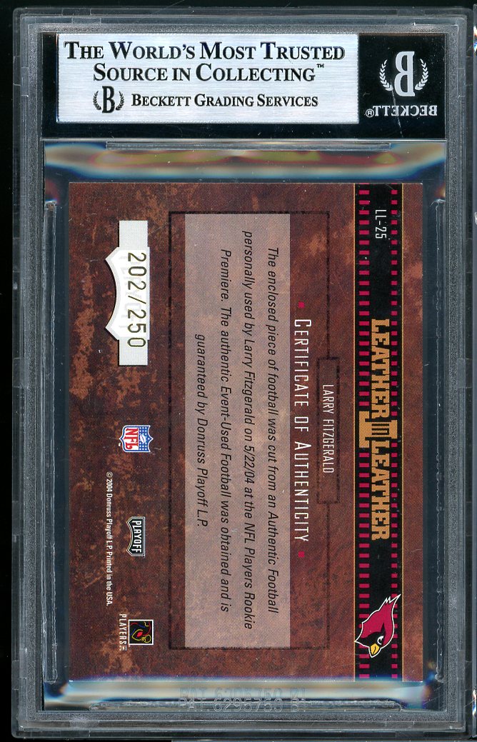 Larry Fitzgerald Rookie Card 2004 Playoff Hogg Heaven Leather in #LL-25 BGS 9 Image 2