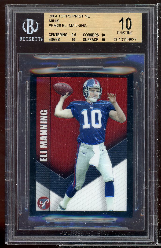 Eli Manning Rookie Card 2004 Topps Pristine Mini #pm26 (POP 4) (PRISTINE) BGS 10 Image 1