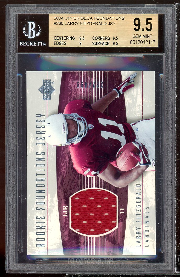 Larry Fitzgerard Rookie 2004 UD Foundations Jsy #260 BGS 9.5 (9.5 9.5 9 9.5) Image 1