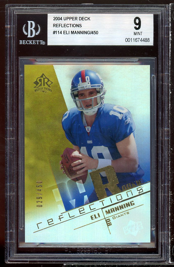 Eli Manning Rookie Card 2004 Upper Deck Reflections #114 BGS 9 Image 1