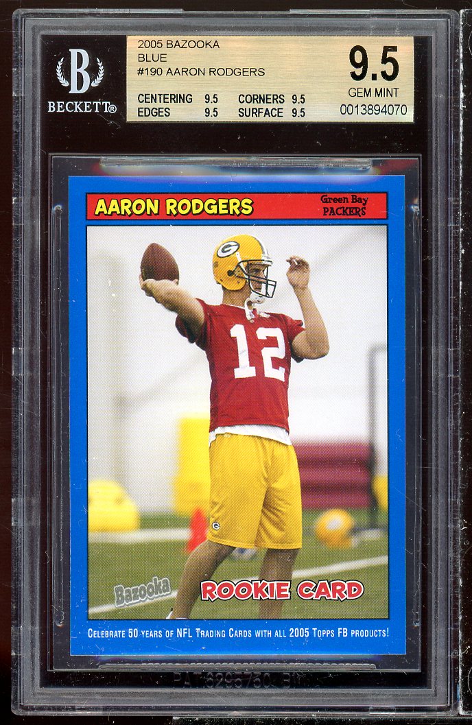 Aaron Rodgers Rookie Card 2005 Bazooka Blue #190 BGS 9.5 (9.5 9.5 9.5 9.5) Image 1