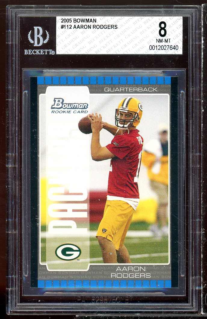 Aaron Rodgers Rookie Card 2005 Bowman #112 BGS 8 Image 1