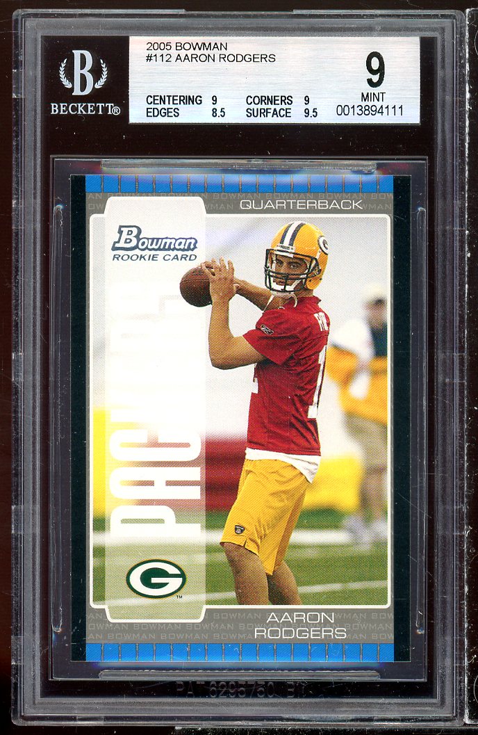 Aaron Rodgers Rookie Card 2005 Bowman #112 BGS 9 (9 9 8.5 9.5) Image 1