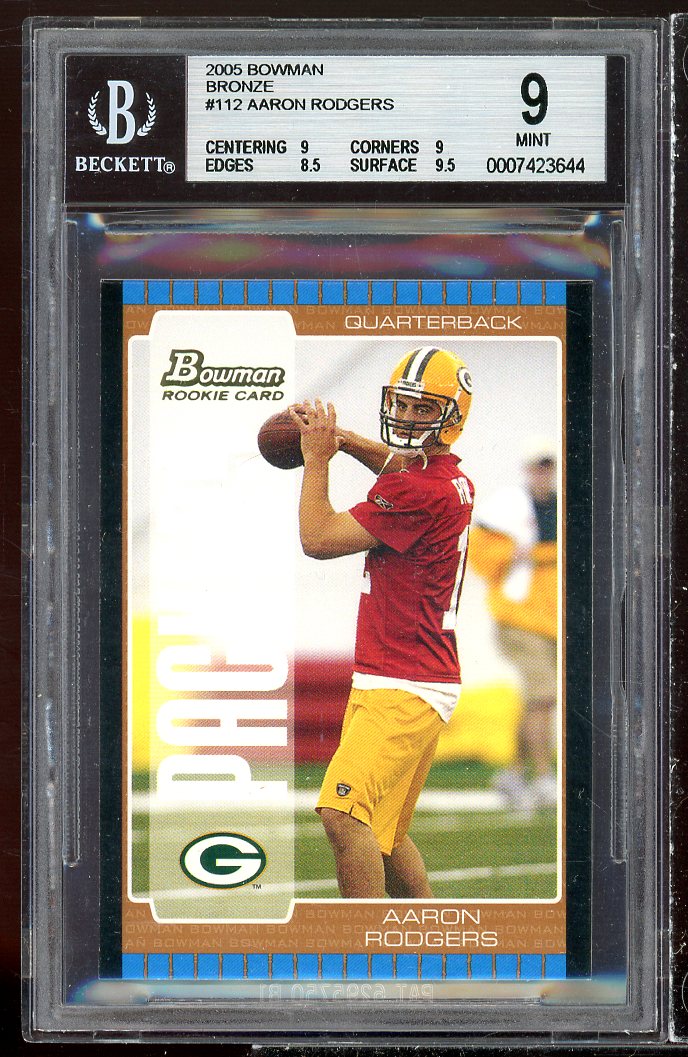 Aaron Rodgers Rookie Card 2005 Bowman Bronze #112 BGS 9 (9 9 8.5 9.5) Image 1