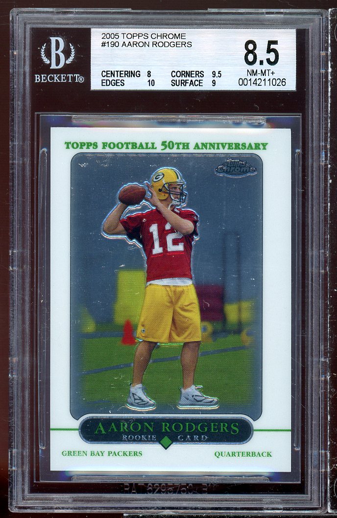 Aaron Rodgers Rookie Card 2005 Topps Chrome #190 BGS 8.5 (8 9.5 10 9) Image 1