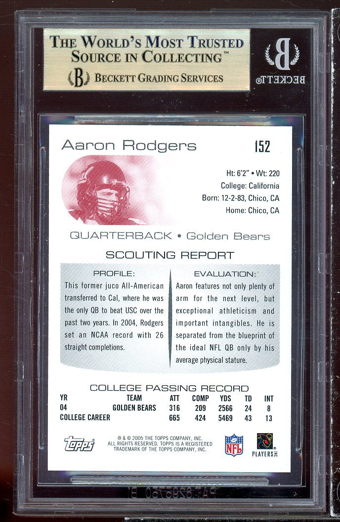 Aaron Rodgers Rookie Card 2005 Topps DPP Prospects #152 BGS 9.5 (9.5 9.5 10 9.5) Image 2