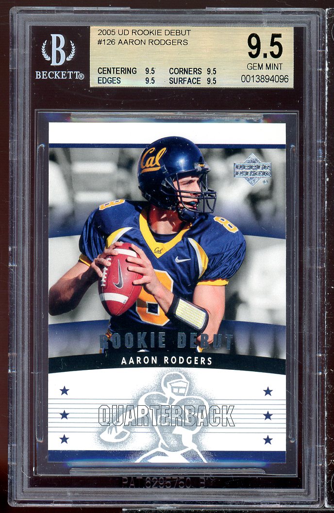 Aaron Rodgers Rookie Card 2005 UD Debut #126 BGS 9.5 (9.5 9.5 9.5 9.5) Image 1