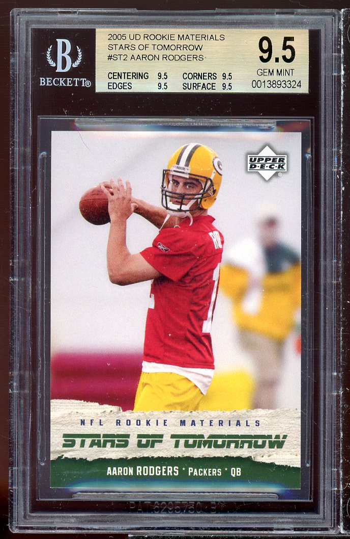 Aaron Rodgers Rookie 2005 UD Rookie Materials Stars of Tomorrow #ST2 BGS 9.5 Image 1