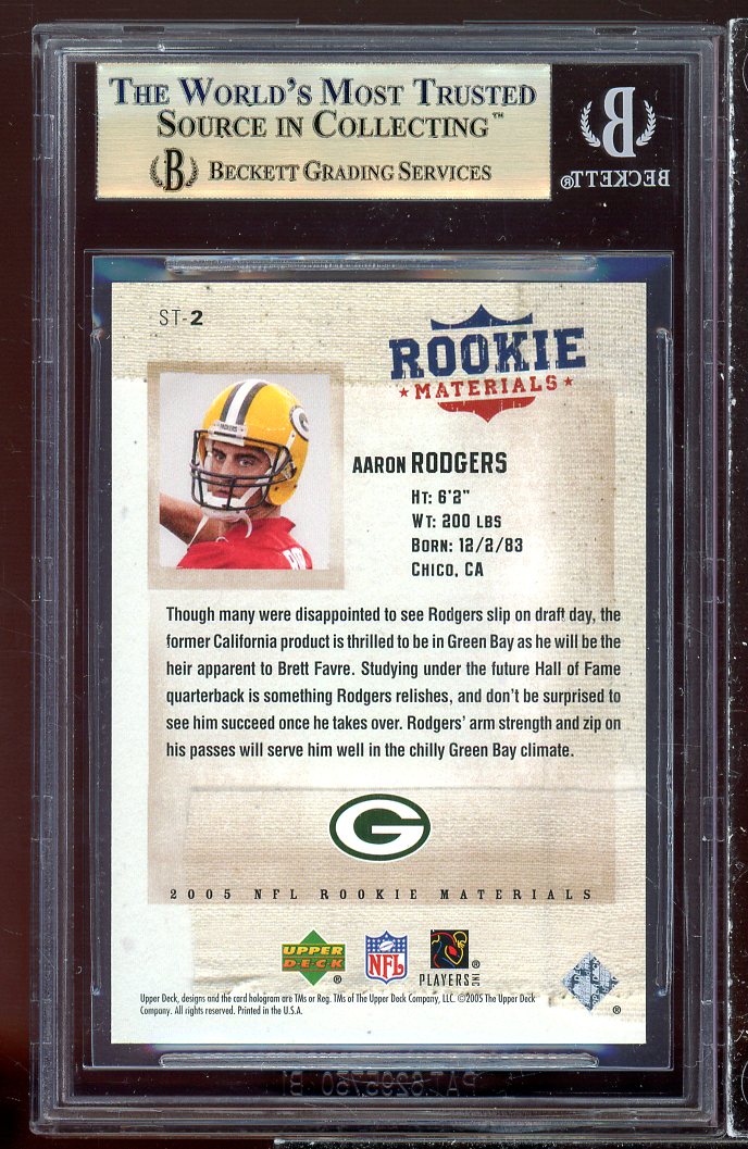 Aaron Rodgers Rookie 2005 UD Rookie Materials Stars of Tomorrow #ST2 BGS 9.5 Image 2