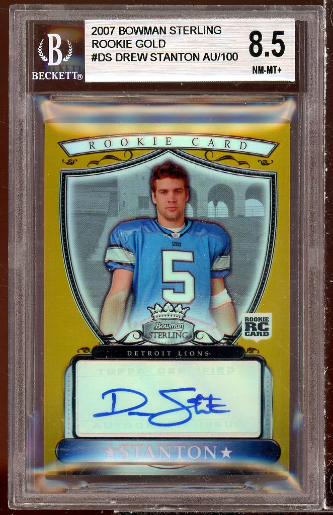 Drew Stanton Rookie Card 2007 Bowman Sterling Rookie Gold Autograph #ds BGS 8.5 Image 1