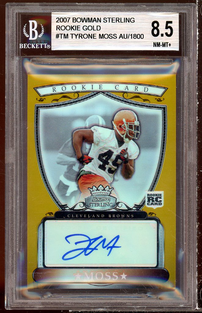 Tyrone Moss Rookie 2007 Bowman Sterling Gold Rookie Autographs #TM BGS 8.5 Image 1